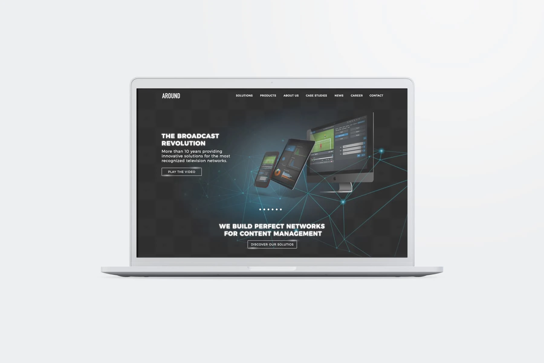 Around marketing site homepage shown on a MacBook mockup