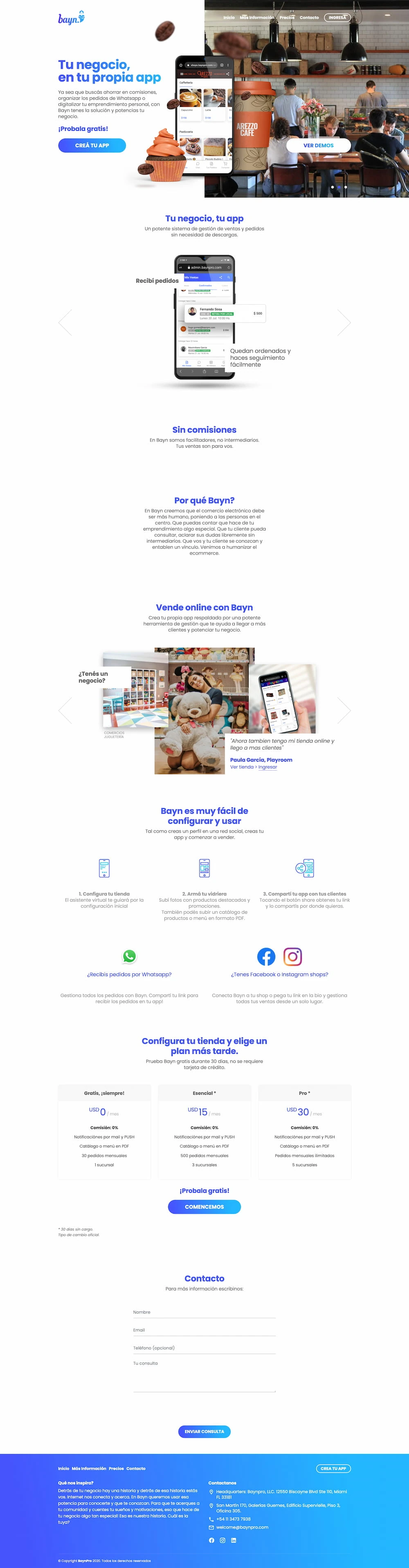 Bayn marketing site — baynpro.com homepage and pricing