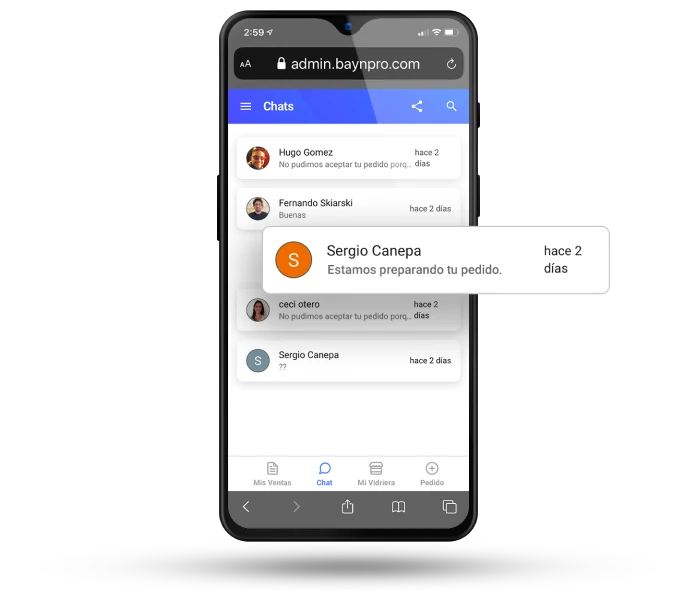Bayn admin — Chats con clientes