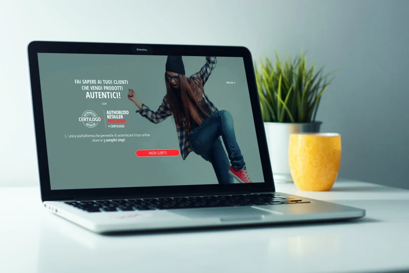 Certilogo Authorized Retailer Program landing page on a laptop mockup