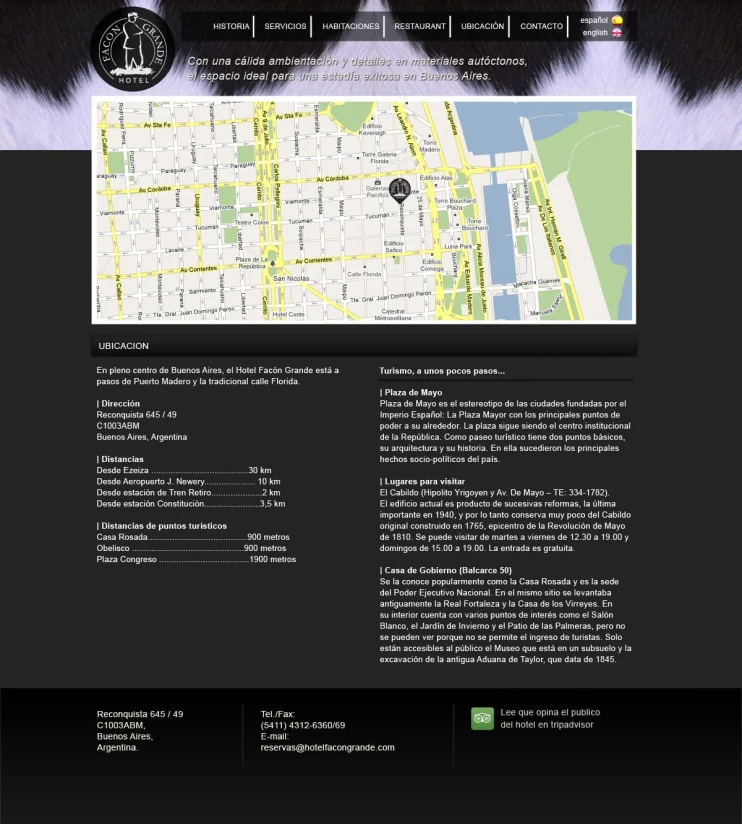 Hotel Facón Grande Ubicación — downtown map, distances, and tourist landmarks