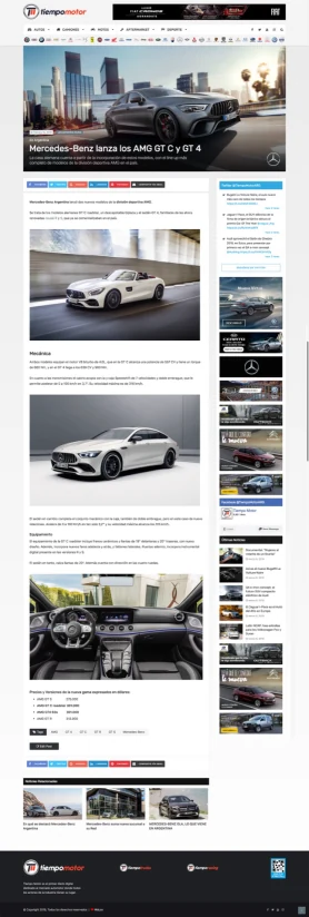 Tiempo Motor article page — Mercedes-Benz AMG GT launch