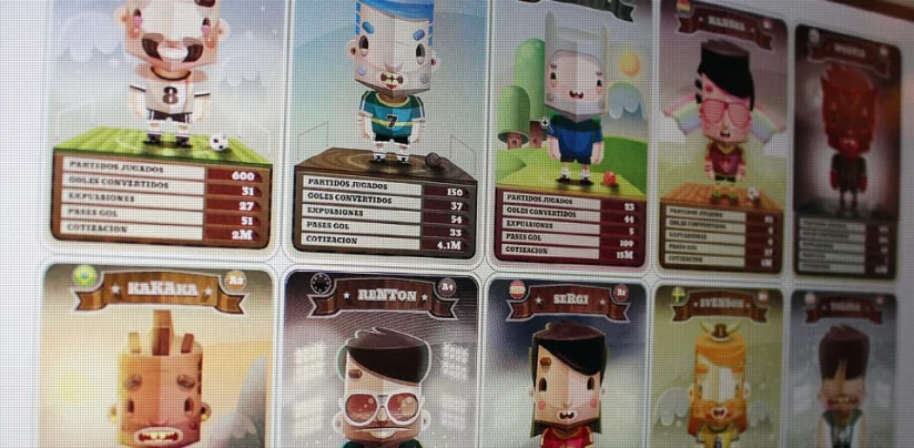 Toyto TV character cards — stylized figures with stats and portrait banners